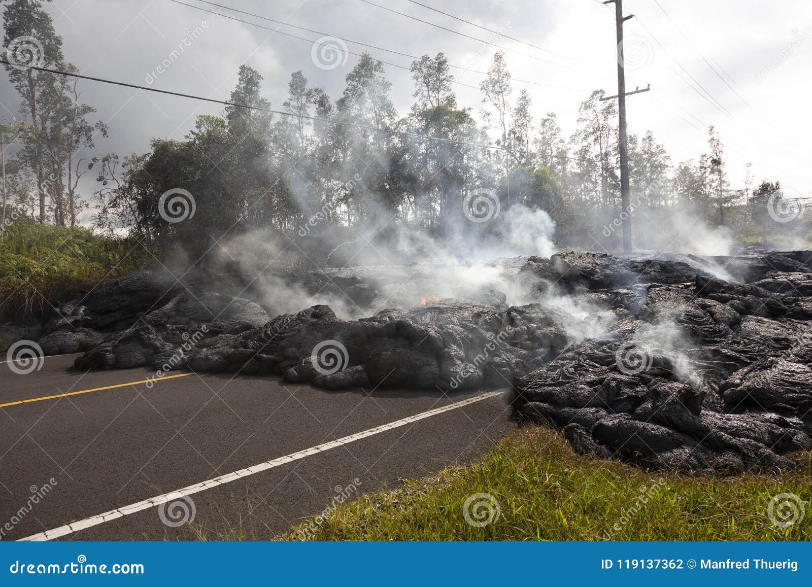 Highway in Hawaii, Which Was Destroyed by a Lava Flow Stock Photo ...