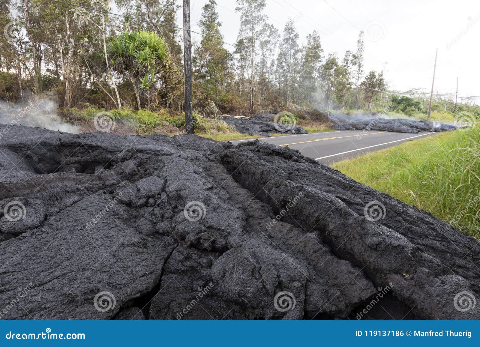 Highway in Hawaii, Which Was Destroyed by a Lava Flow Stock Photo ...