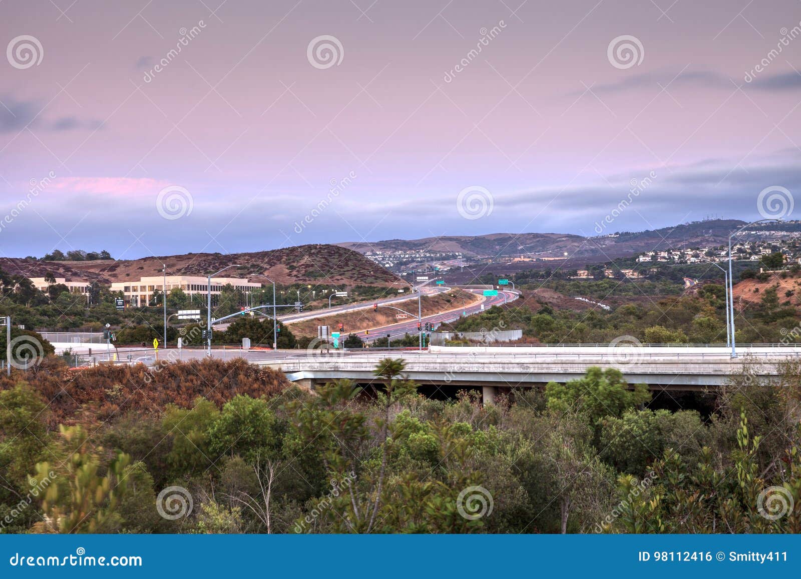 Highway in Irvine, California, at Sunset Stock Photo Image of mountains, irvine 98112416