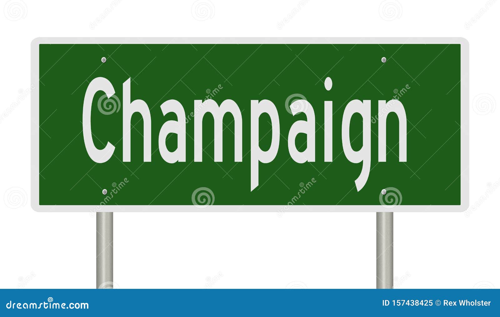 Highway Sign for Champaign Illinois Stock Illustration Illustration