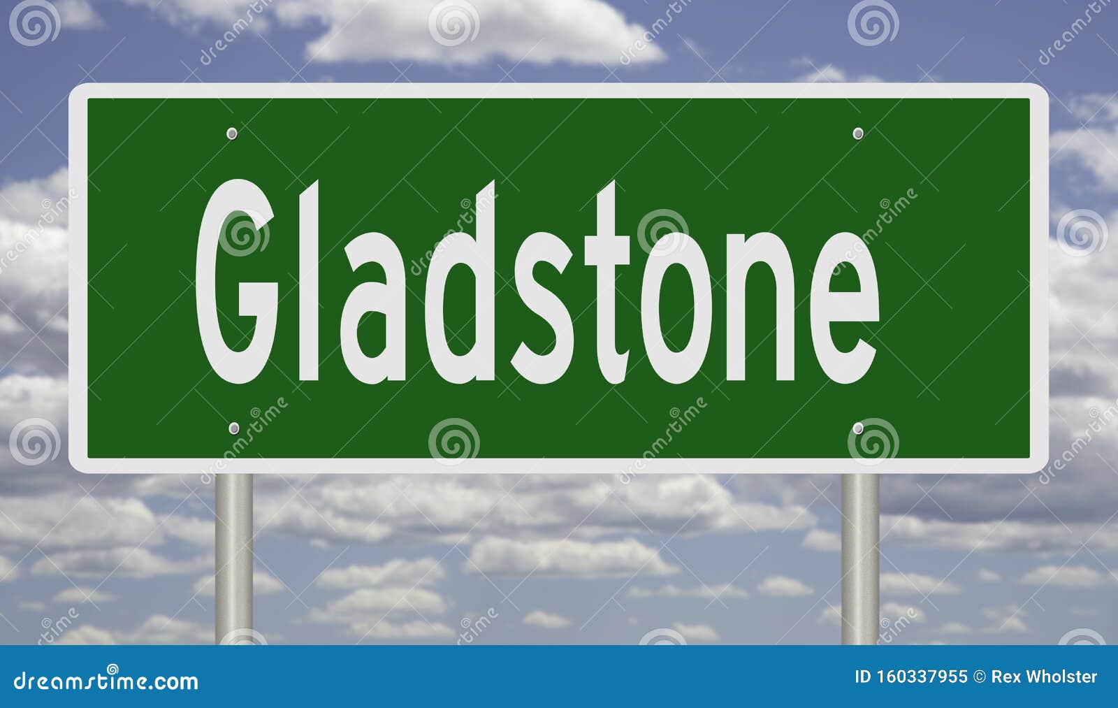 Highway sign for Gladstone stock illustration. Illustration of place