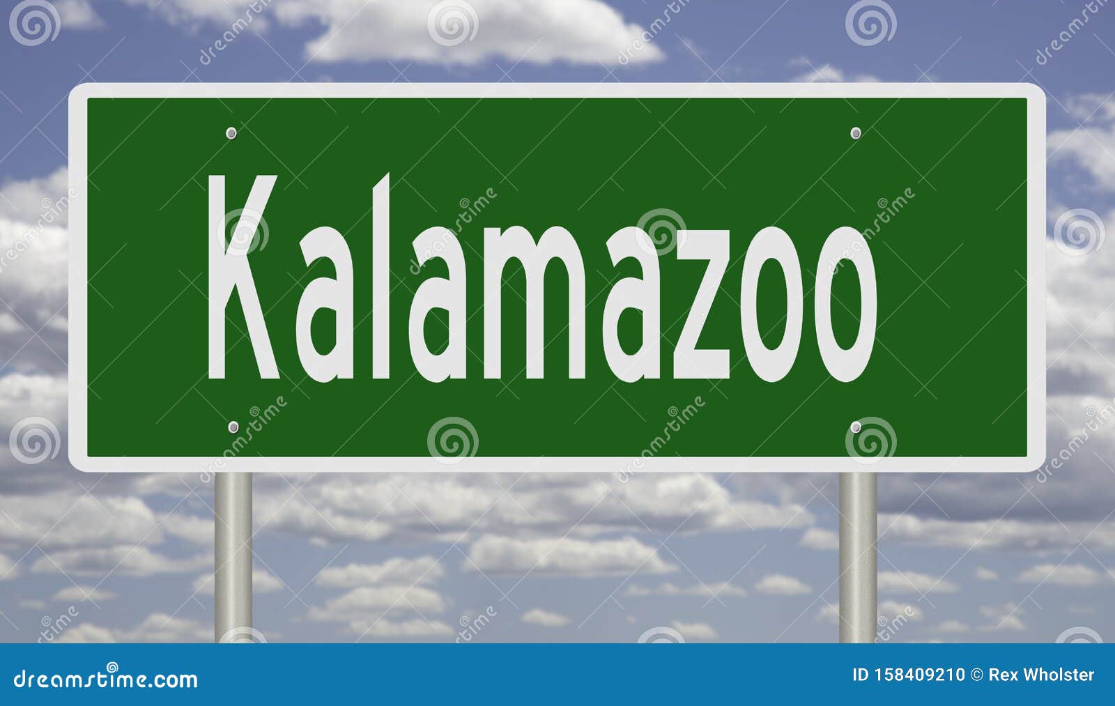Kalamazoo Road Sign Showing Population And Elevation RoyaltyFree Stock