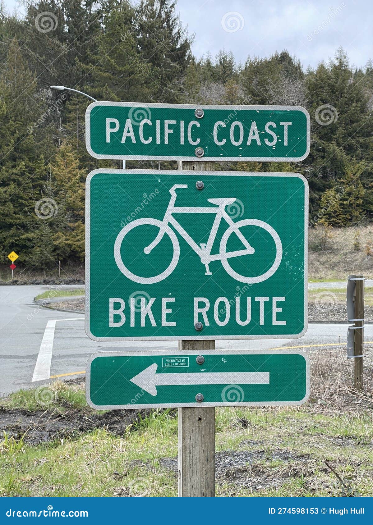 Highway 101 Sign Showing Pacific Coast Bike Route Stock Image - Image ...