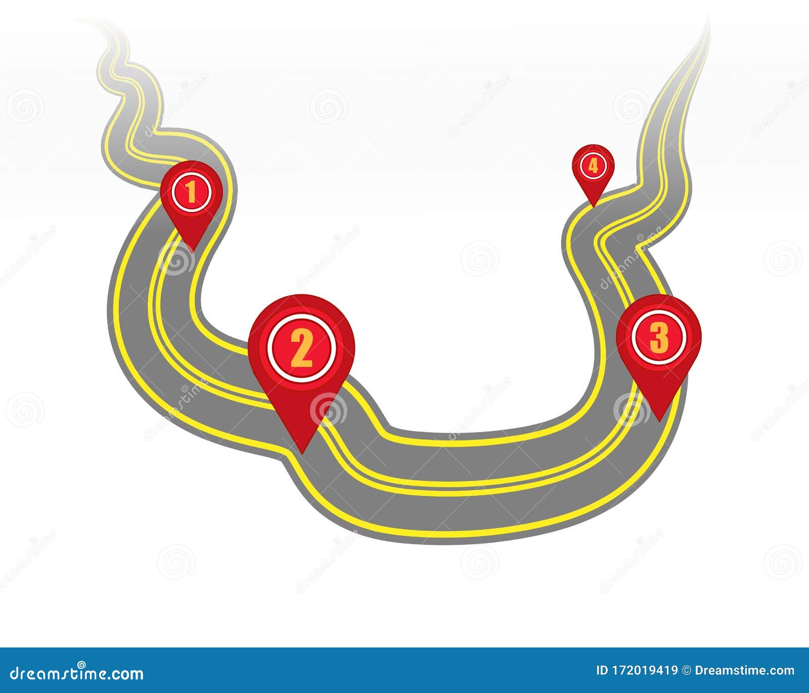 highway or highway on a white background with markings and geodata points. . eps 10