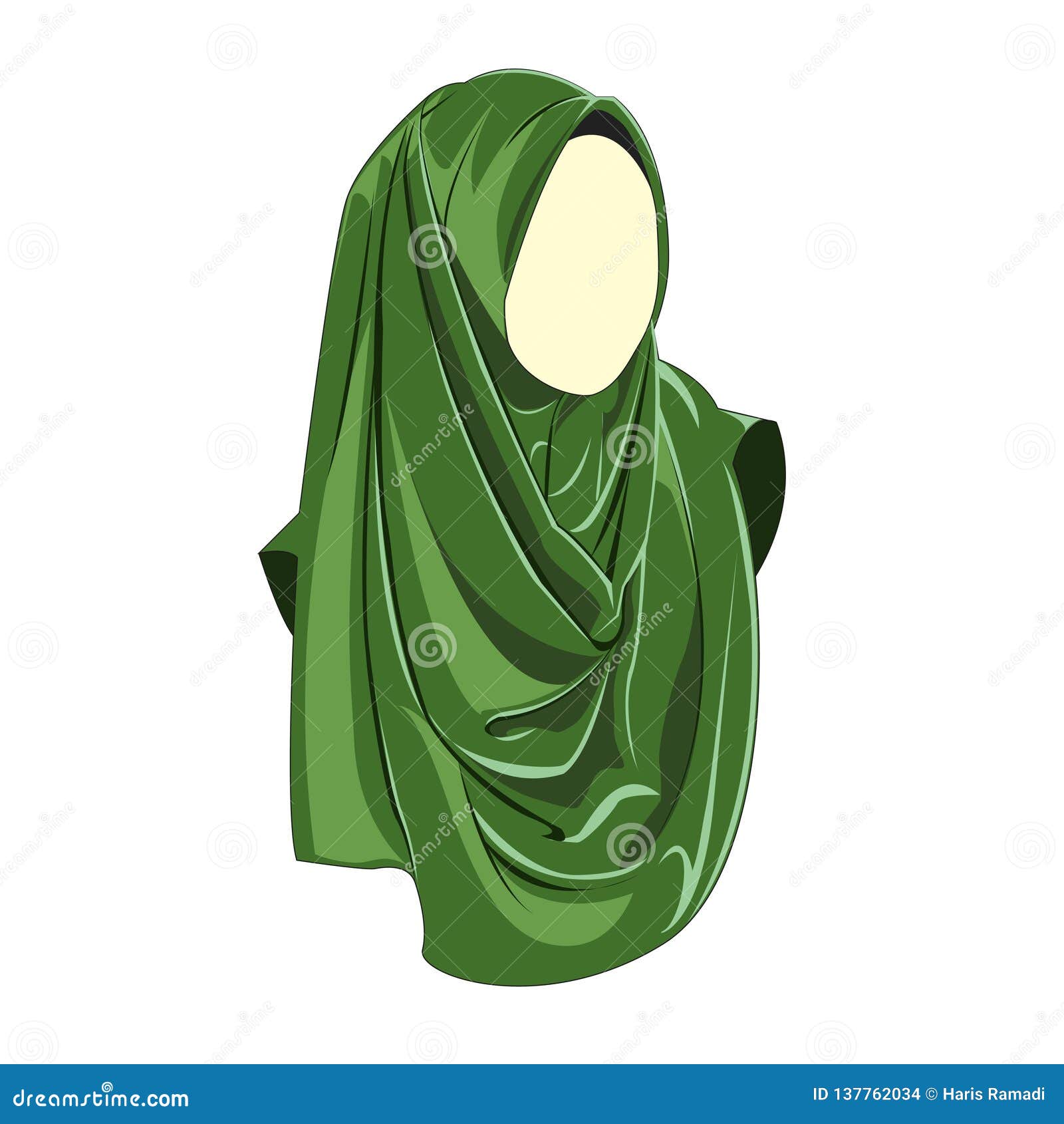 Hijab Muslimah Vector  Green Color Stock Vector  