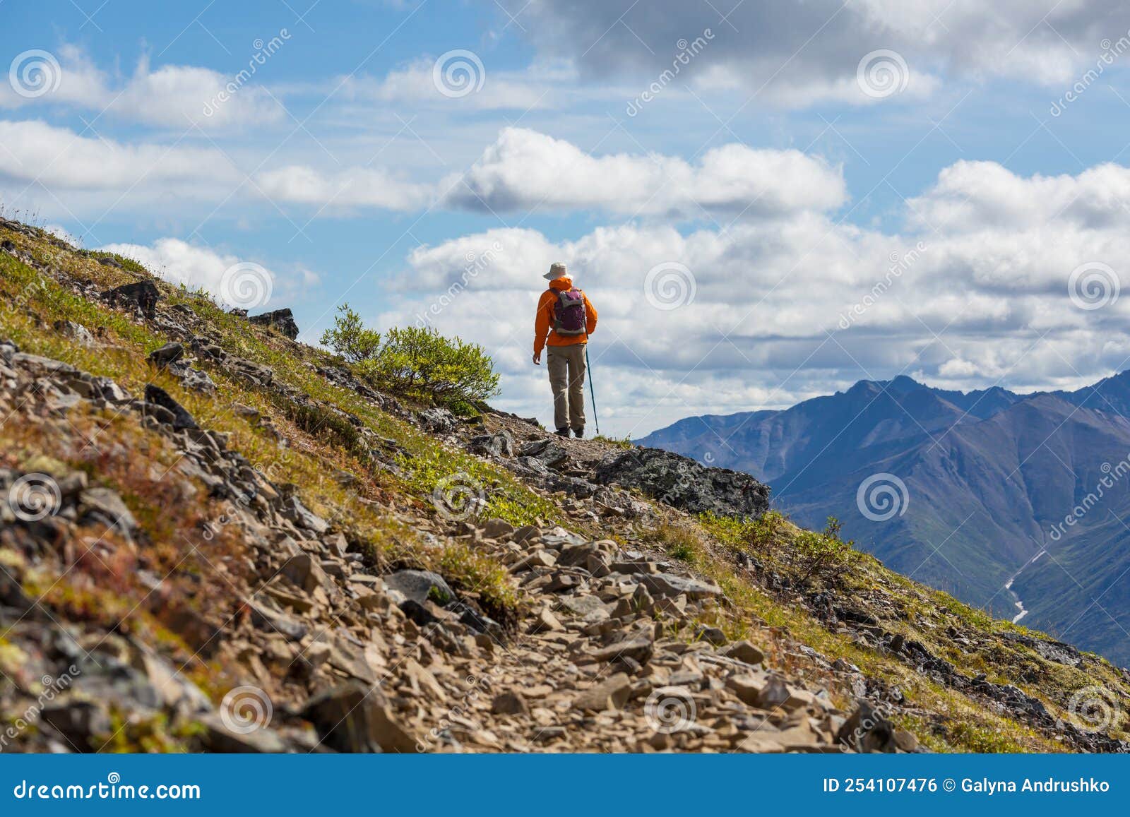 Hike in tundra stock photo. Image of hills, beautiful - 254107476