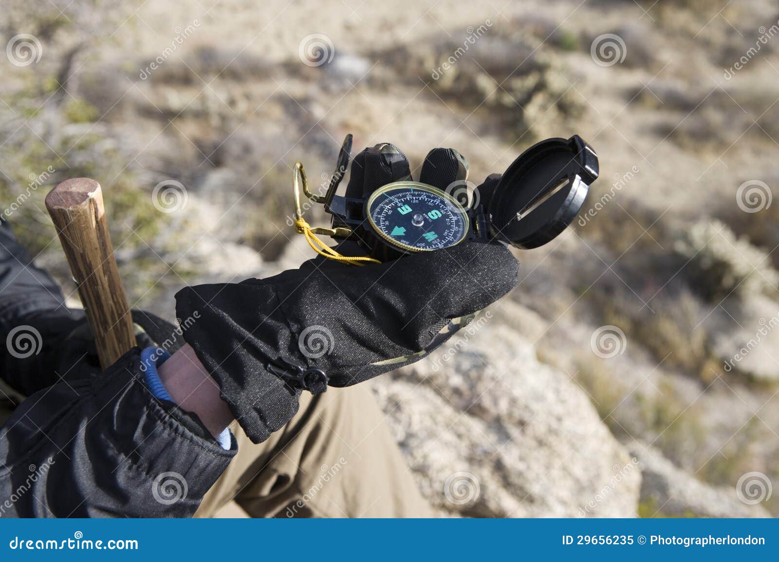 Hiker S Hand Holding Compass Stock Image Image of outdoors