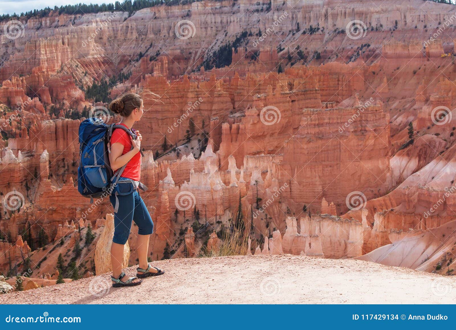hiker visits bryce canyon national park in utah, usa