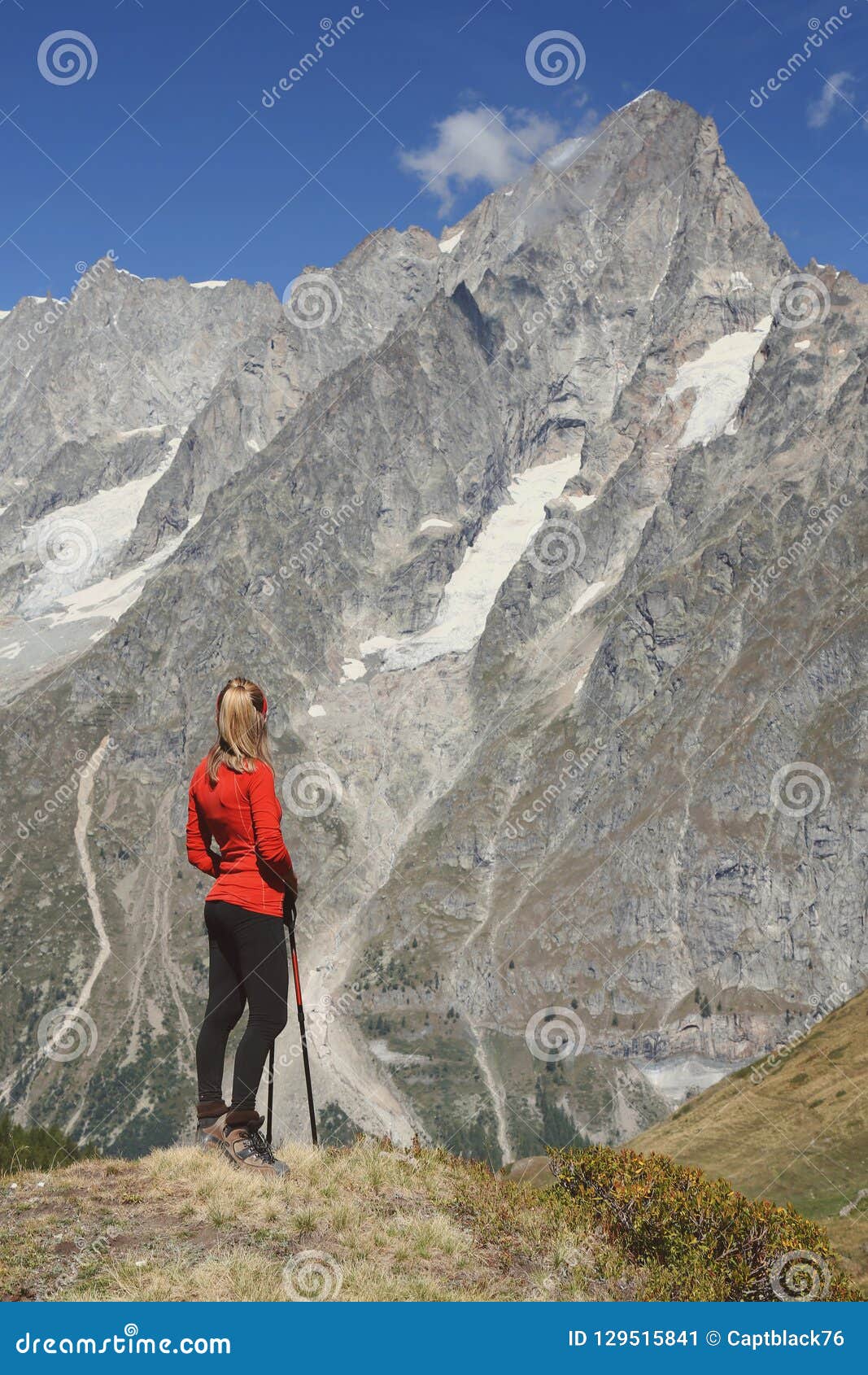 hiker woman looking at mountain
