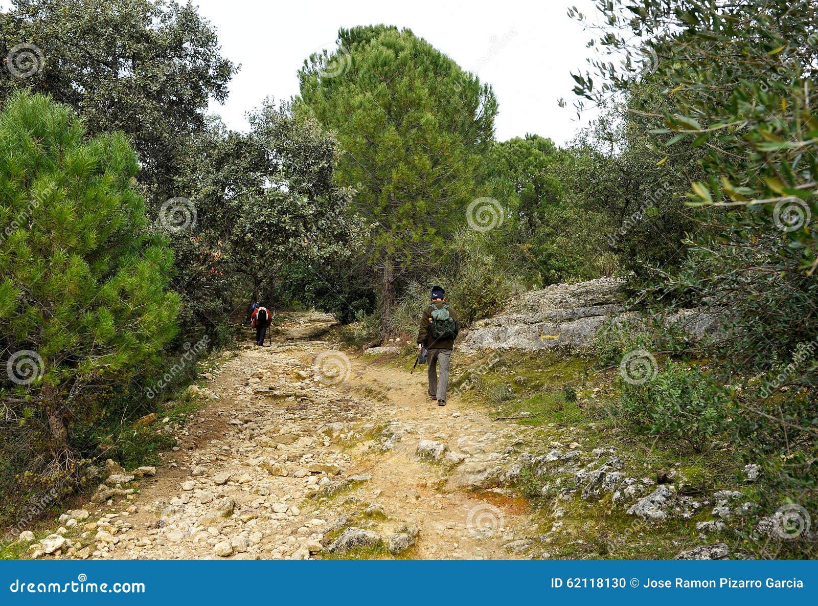 hikers in cerro muriano, cÃÂ³rdoba province, spain