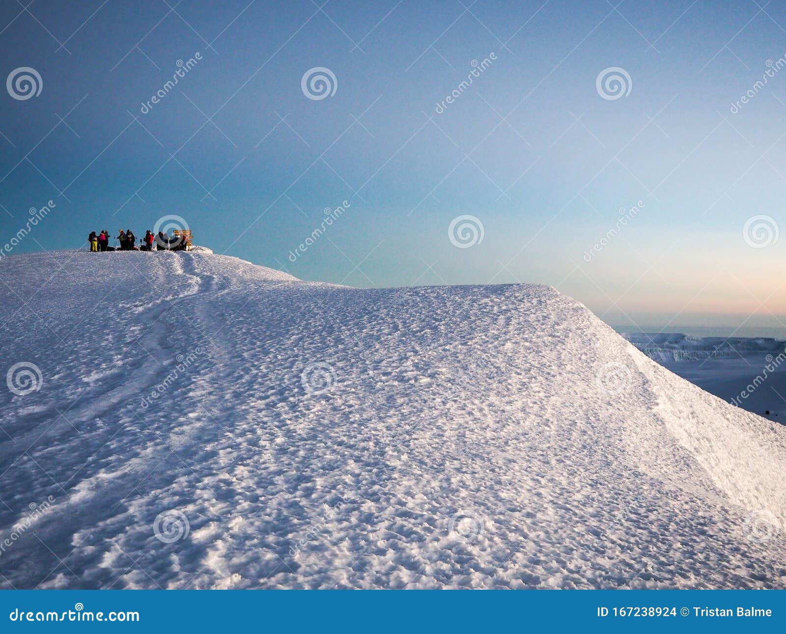 hikers on the ridge ascend mount kilimanjaro the tallest peak in africa