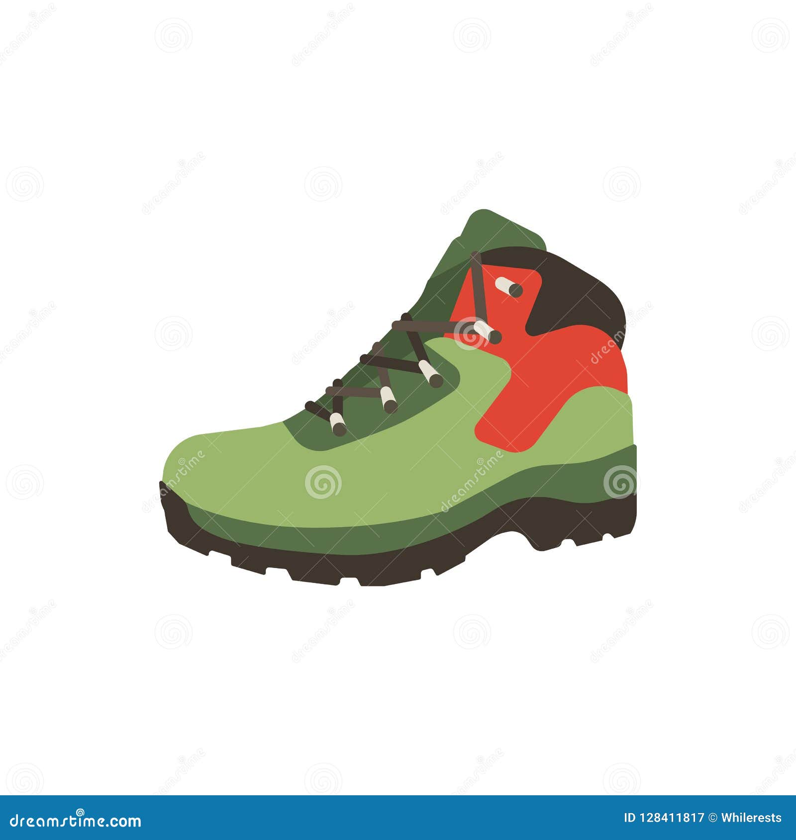 Hiking Boot Icon in Flat Style Isolated on White Background. Shoes ...