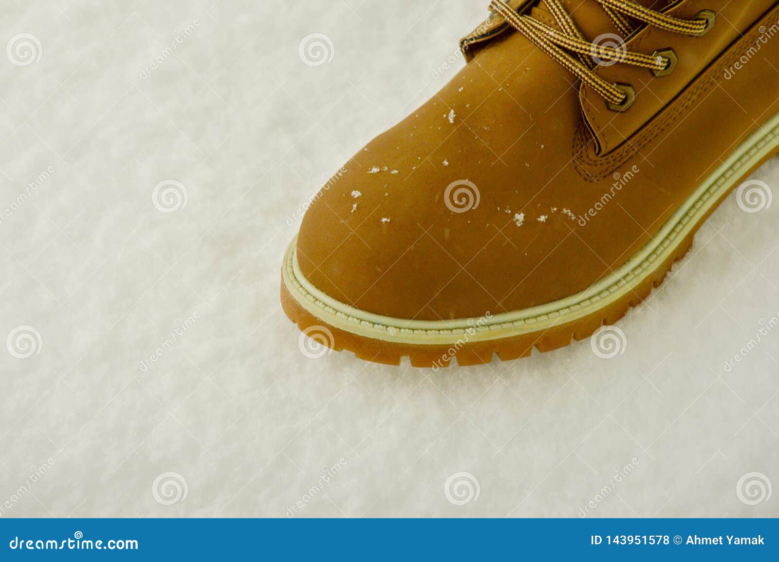 Hiking boot in the snow stock photo. Image of nature 143951578