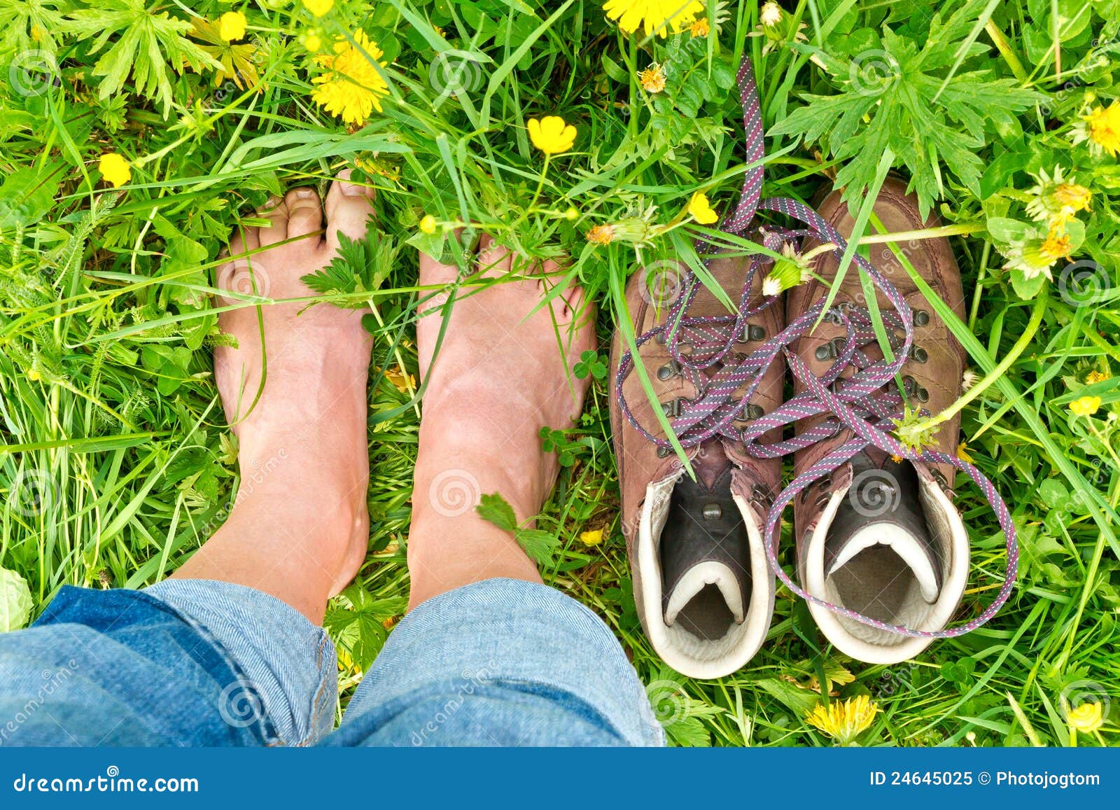 Hiking boots and feet stock image. Image of healthy, close 24645025