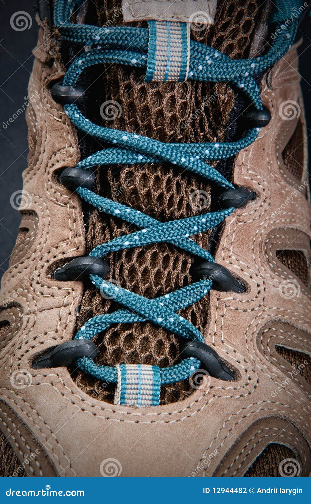 Hiking boots shoelace stock photo. Image of journey, brown 12944482