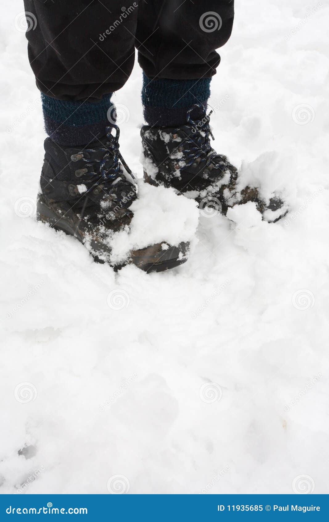 Hiking boots in snow stock image. Image of background - 11935685