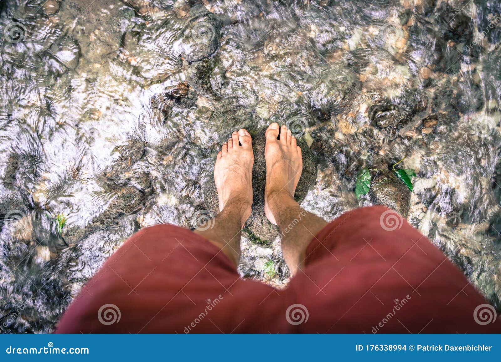 Hiking Outdoors in the Forest: Cut Out of Male Barefoot Feet in a ...