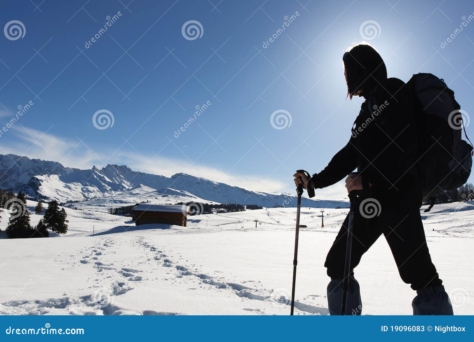 Hiking on the snow stock image. Image of adventure, people 19096083