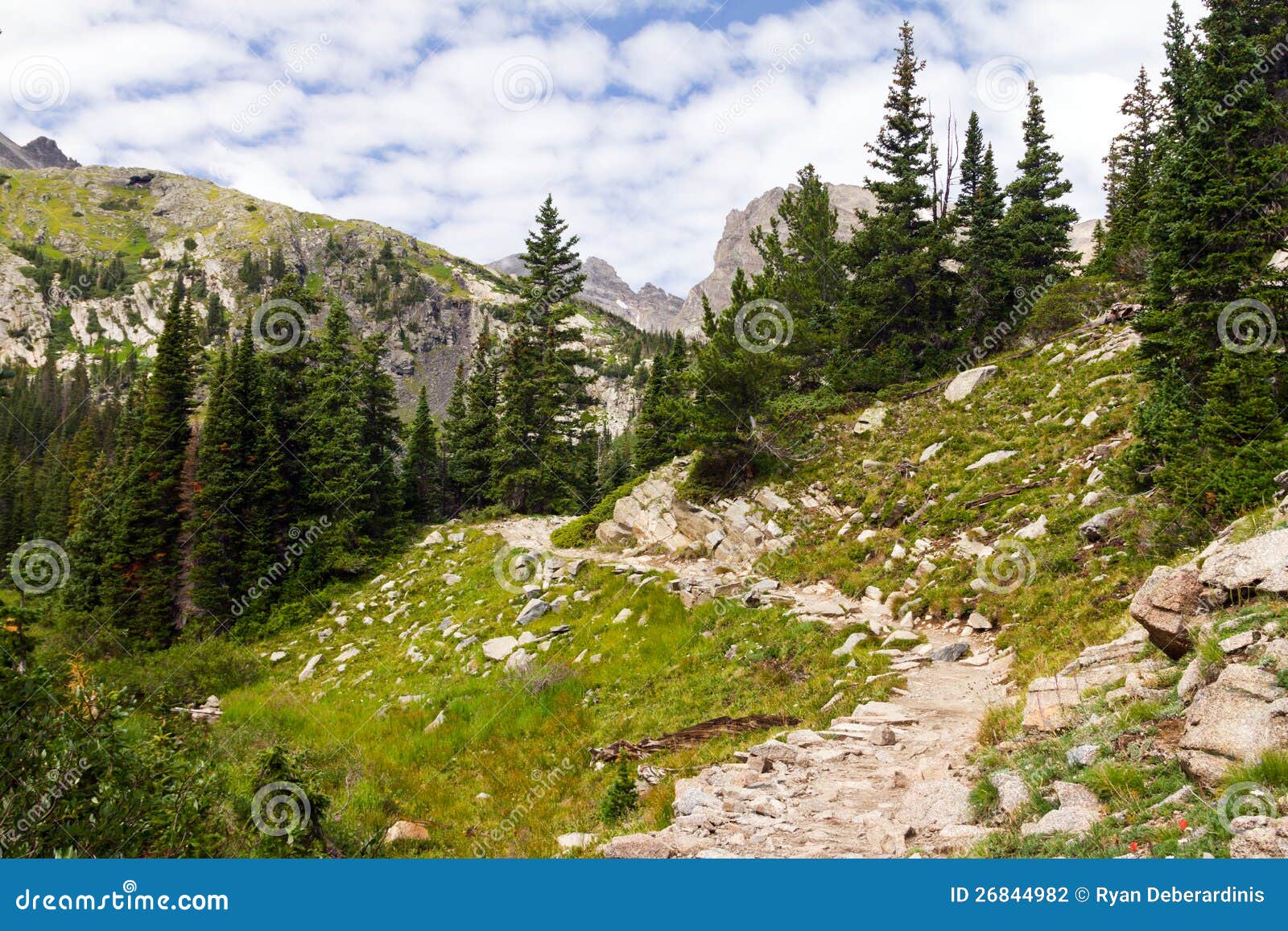 hiking trail through the colorado rocky mountains