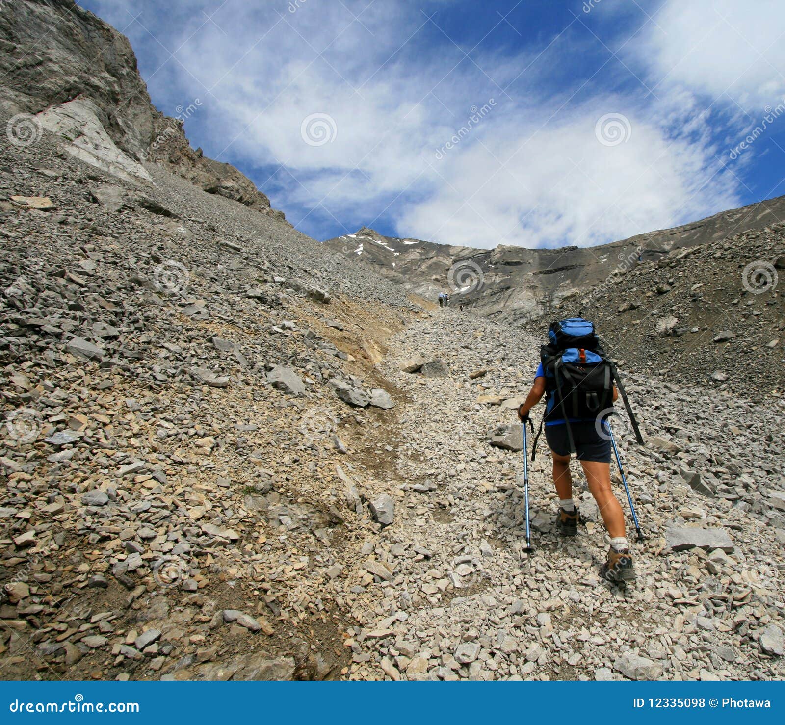 walking up the mountain.