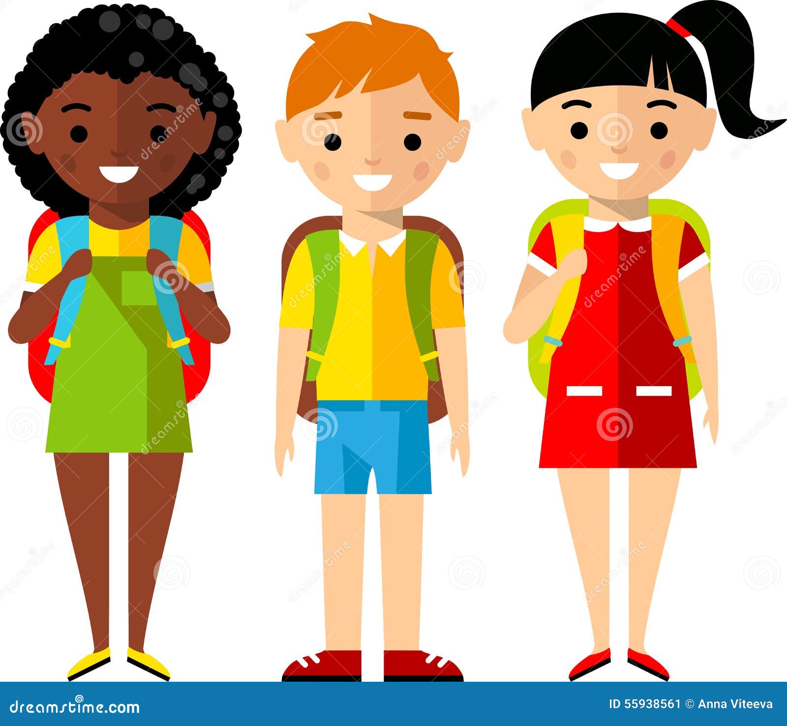 СHildren Characters European And African American In Cartoon Style Illustration 55938561 - Megapixl СHildren Characters European And African American In Cartoon Style Illustration 55938561 - Megapixl