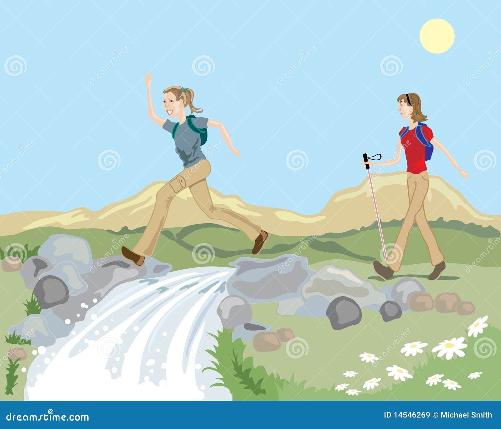 Hill walking stock vector. Illustration of hill, rural - 14546269