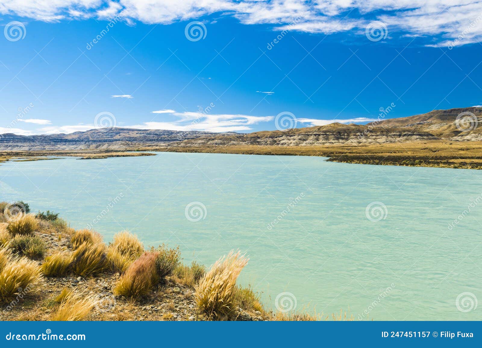 hills along river la leona in argentina