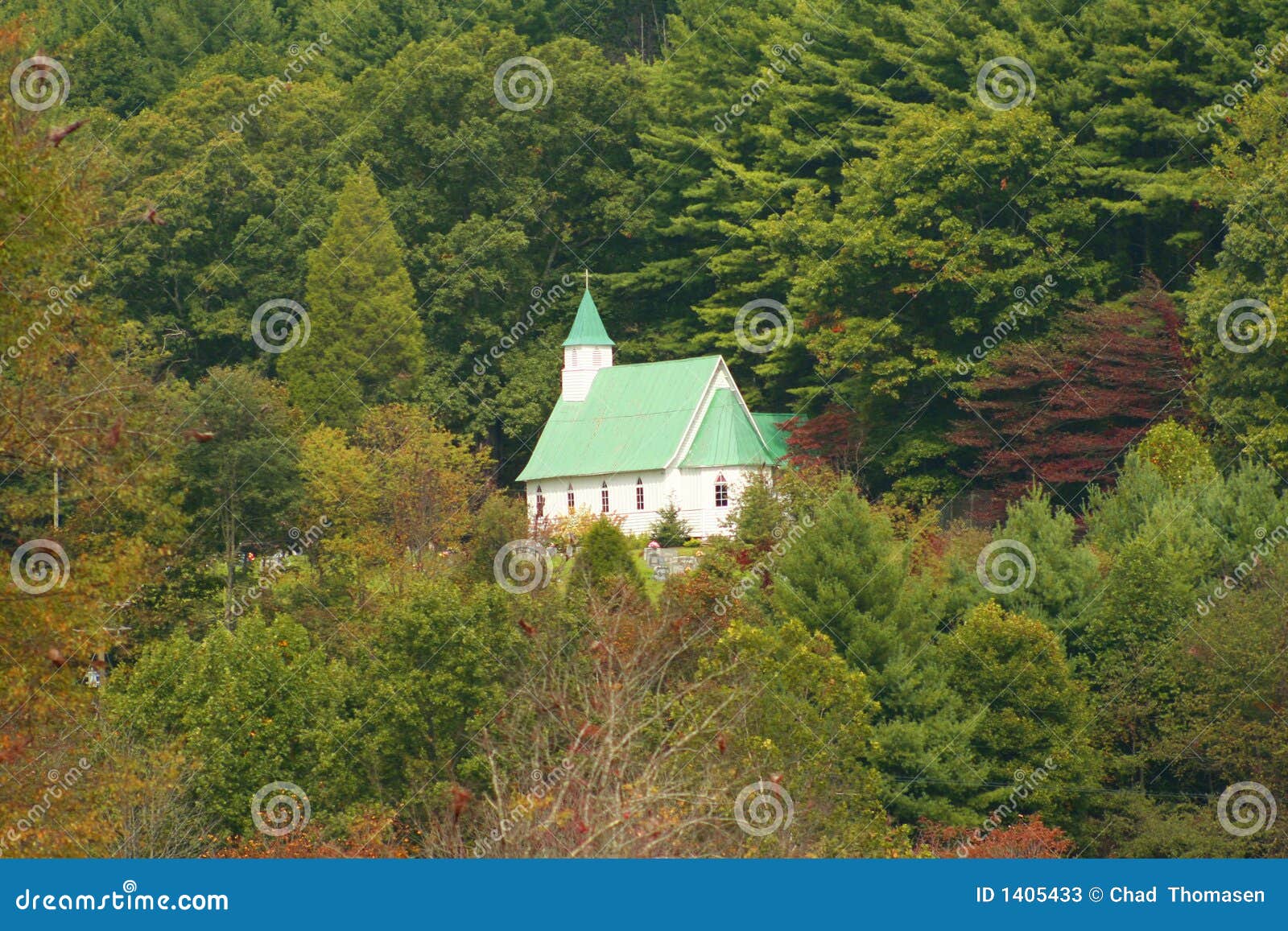 Hillside church stock image. Image of hillside, green 1405433