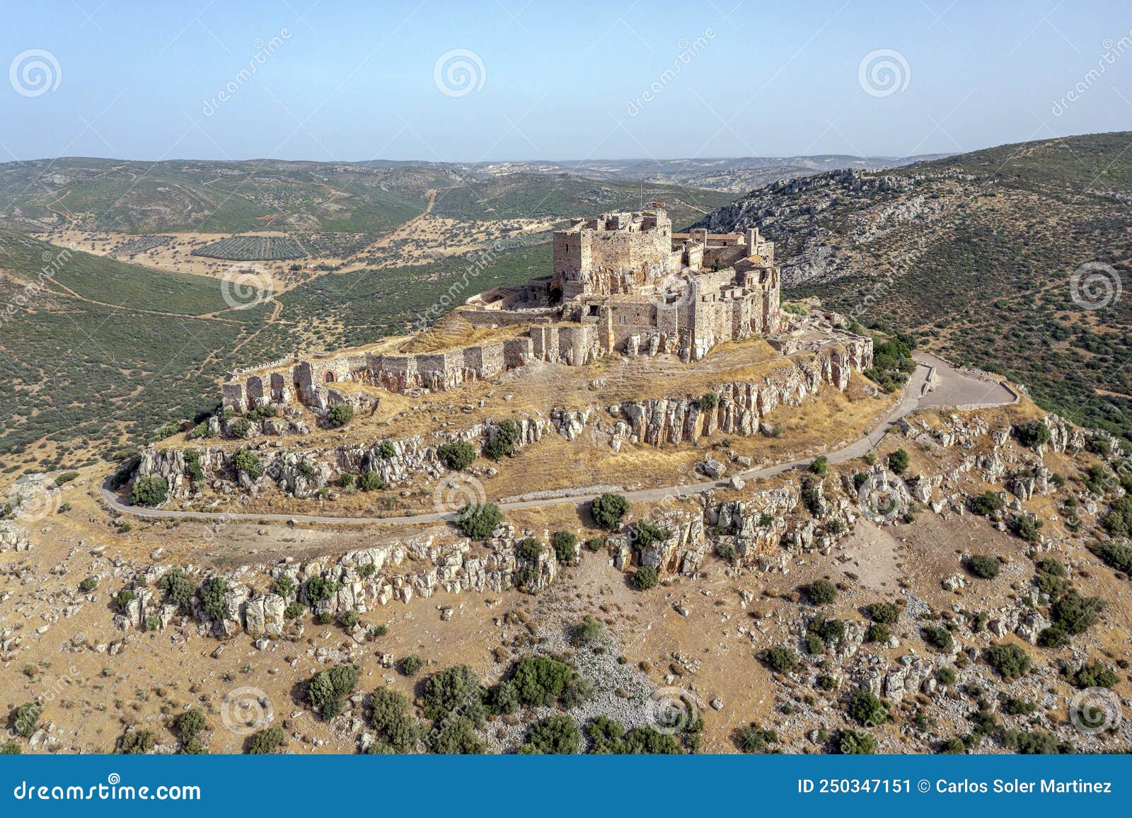 the hilltop castle fortress and former convent of calatrava la nueva, in aldea real, ciudad real province castilla la mancha spain
