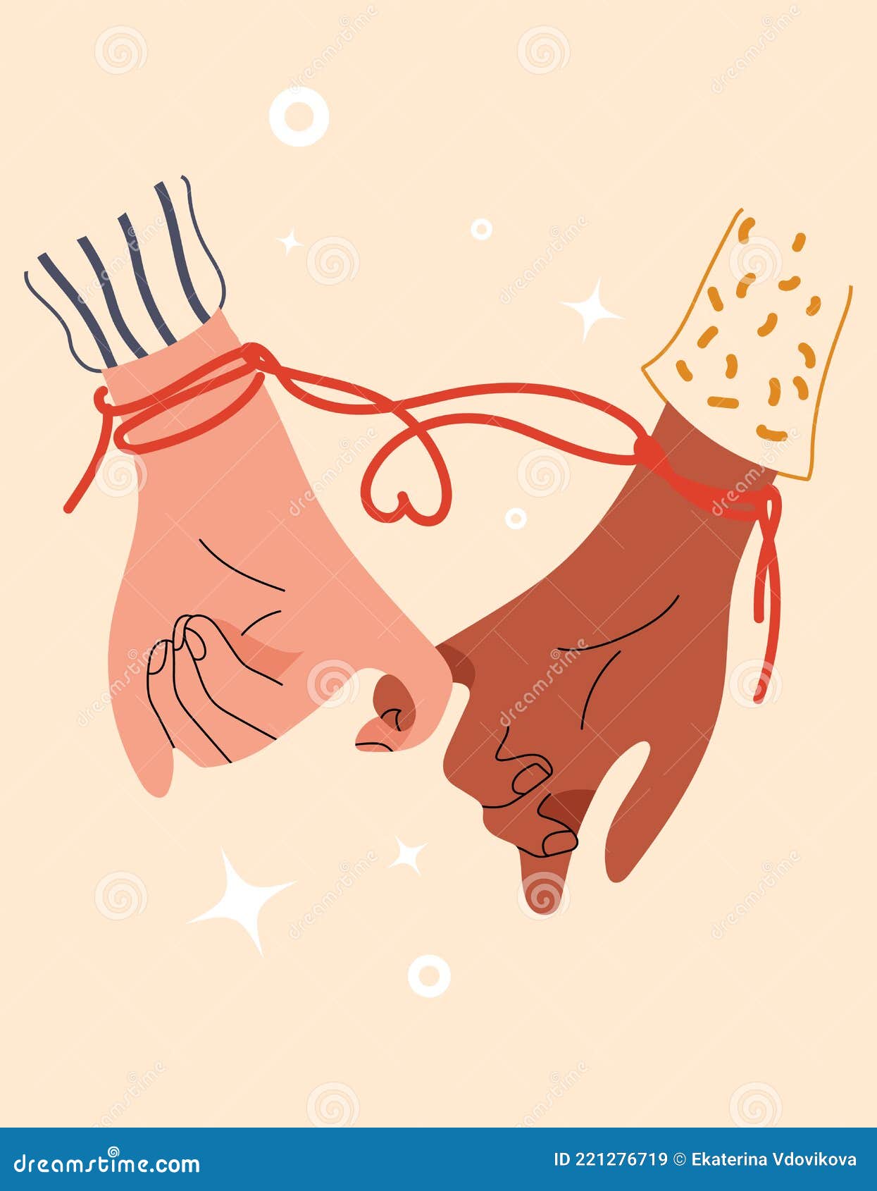 Hilo Rojo Del Destino Atado Dedos Pequeños De Dos. Cadena Pinky Promete  Tradición Oriental Para El Día De San Valentín. Manos De Ilustración del  Vector - Ilustración de amor, rojo: 221276719