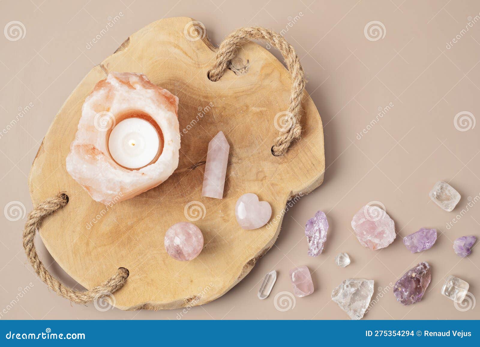 Himalayan Rock Salt Candle Holder and Gemstones. Balance Energy Flow, Purifying the Air