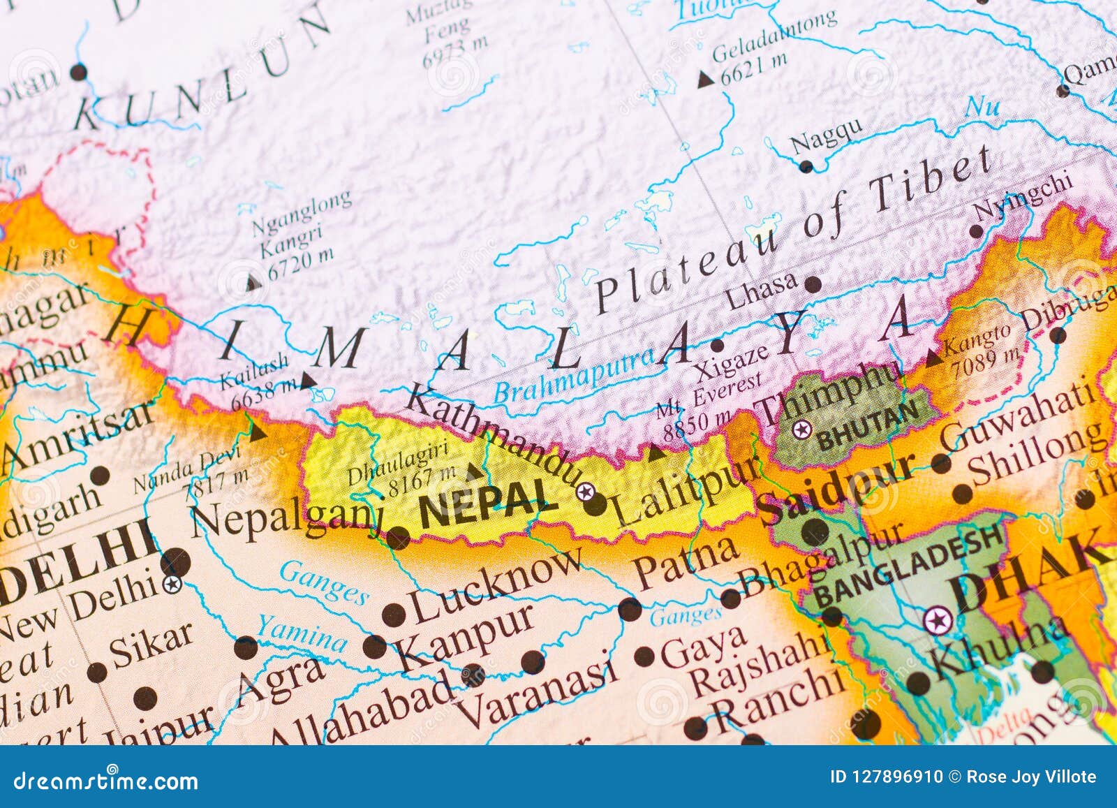 Map Of Himalayas Stock Photo Image Of Range Subcontinent 127896910