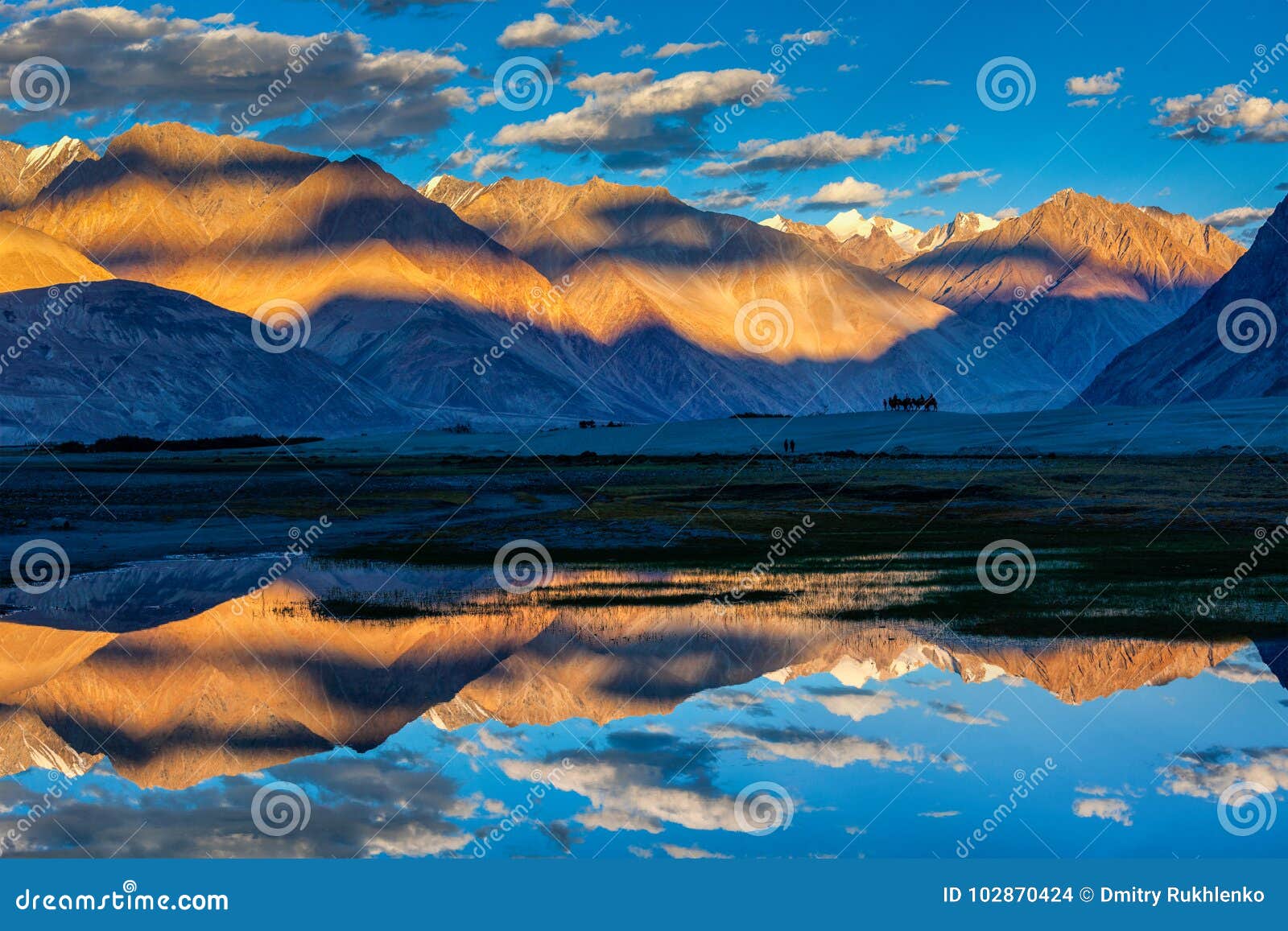himalayas on sunset, nubra valley, ladakh, india