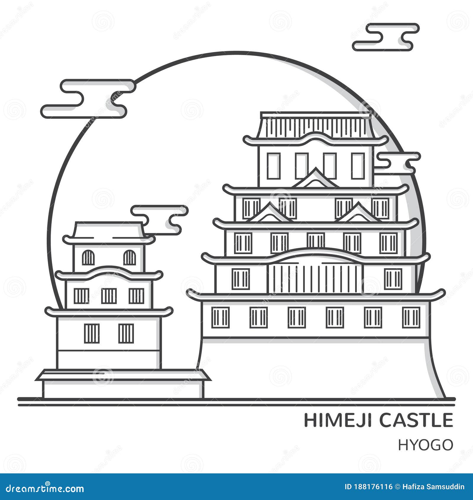 Ise Himejijo Castle Sketch. Ise Hand Drawn Illustration Isolated 165881400