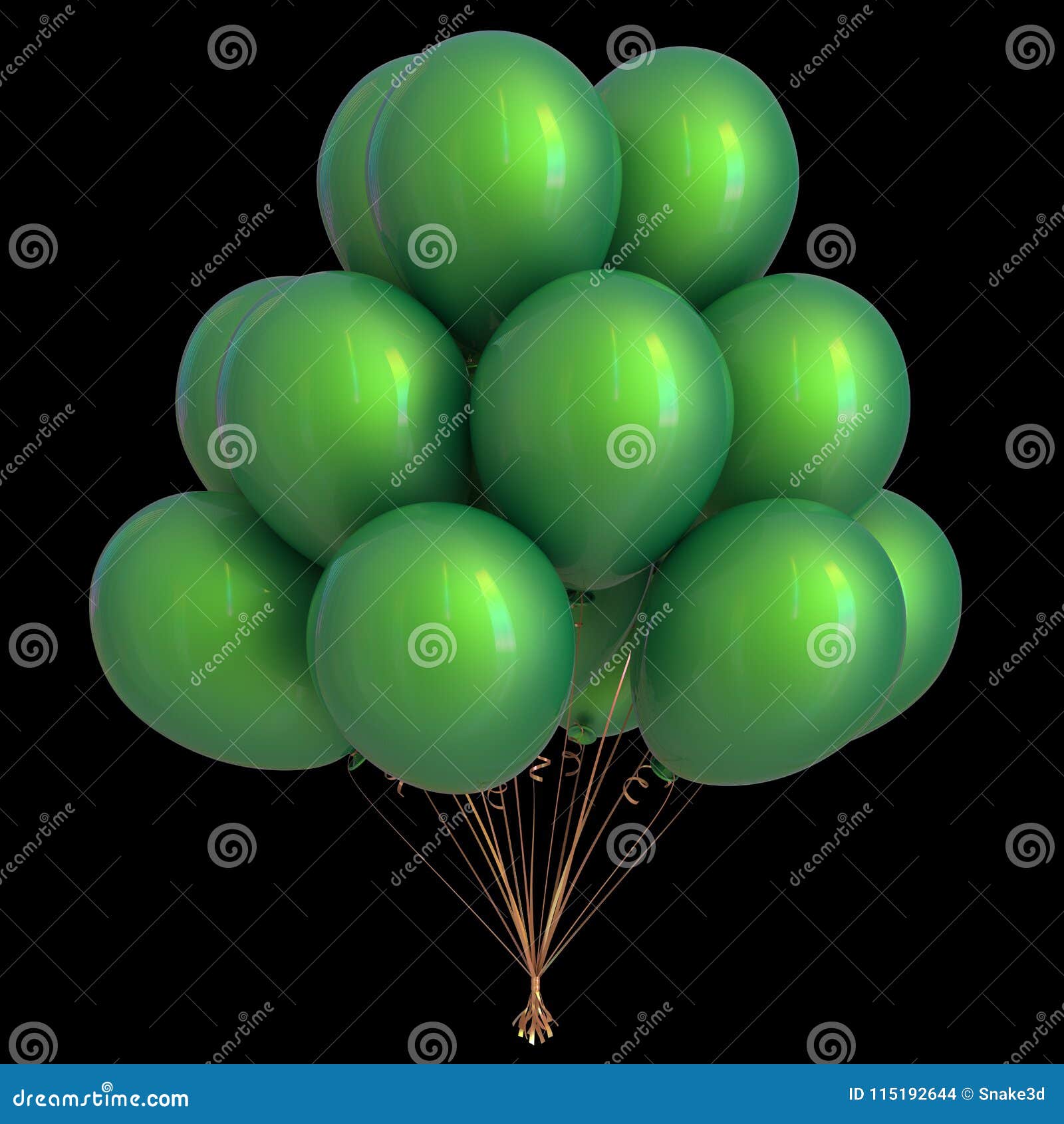 Manojo De Globos De Helio Verde. Decoración De Fiesta De