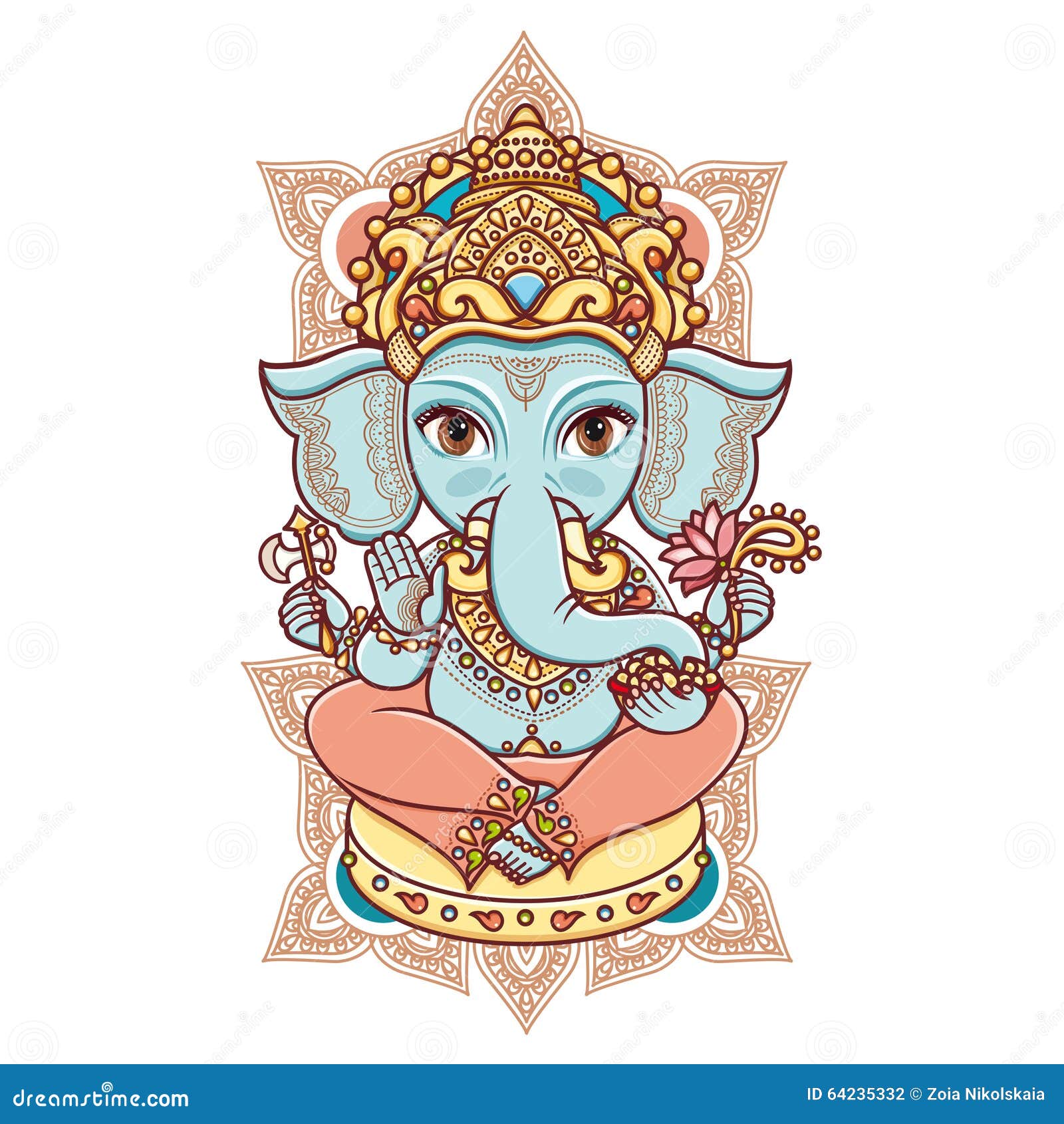 Hindu Elephant Head God Lord Ganesh Stock Vector Illustration Of