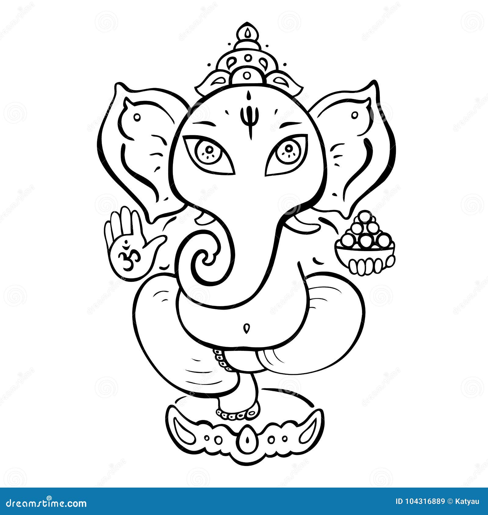 Ganapati Meditation in Lotus Pose Stock Illustration - Illustration of ...