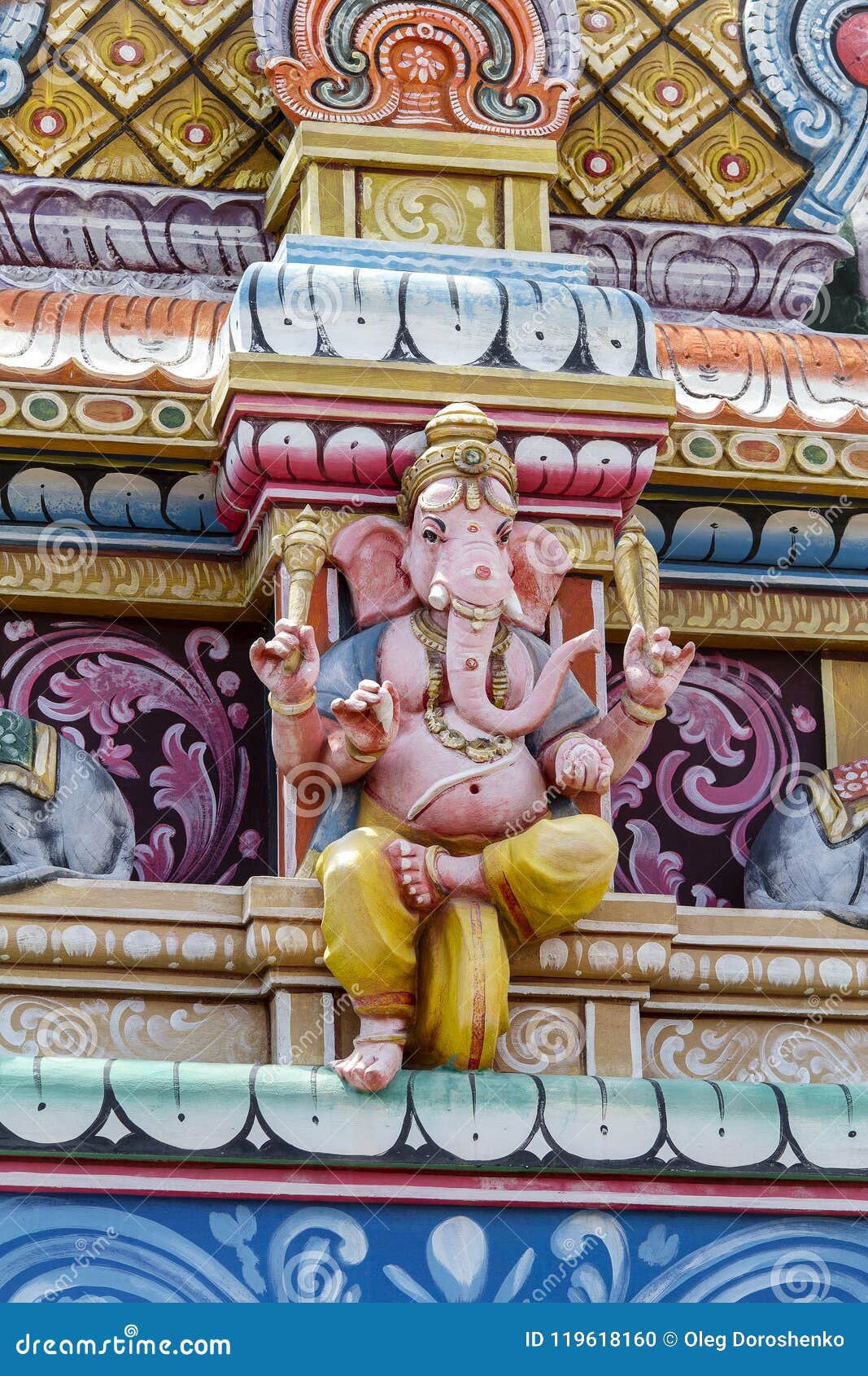 Hindu God Ganesha Statue in Temple, Island Mauritius, Close Up Stock ...