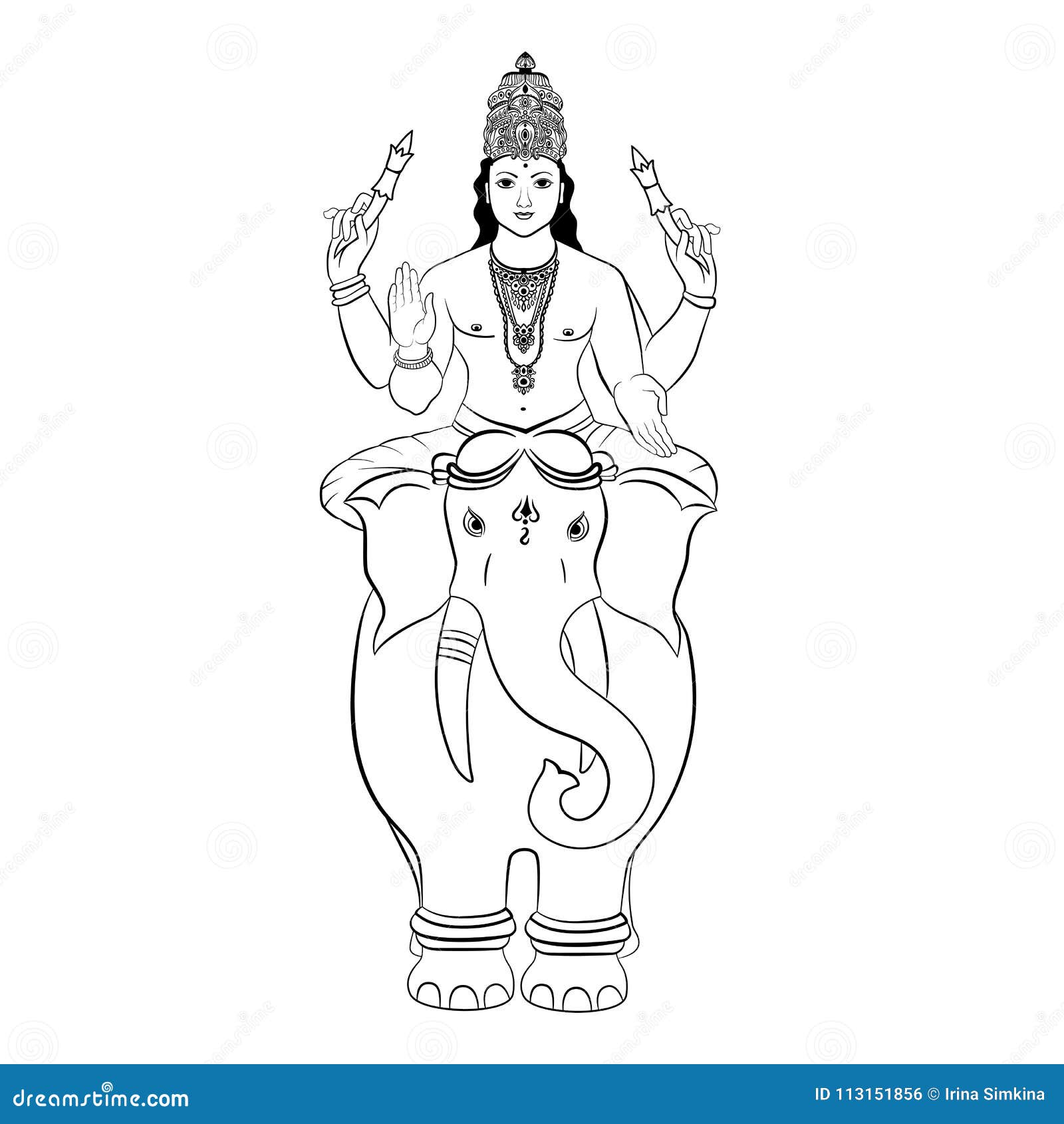 Hindu God Indra Sitting on the Elephant. Vector Stock Vector ...