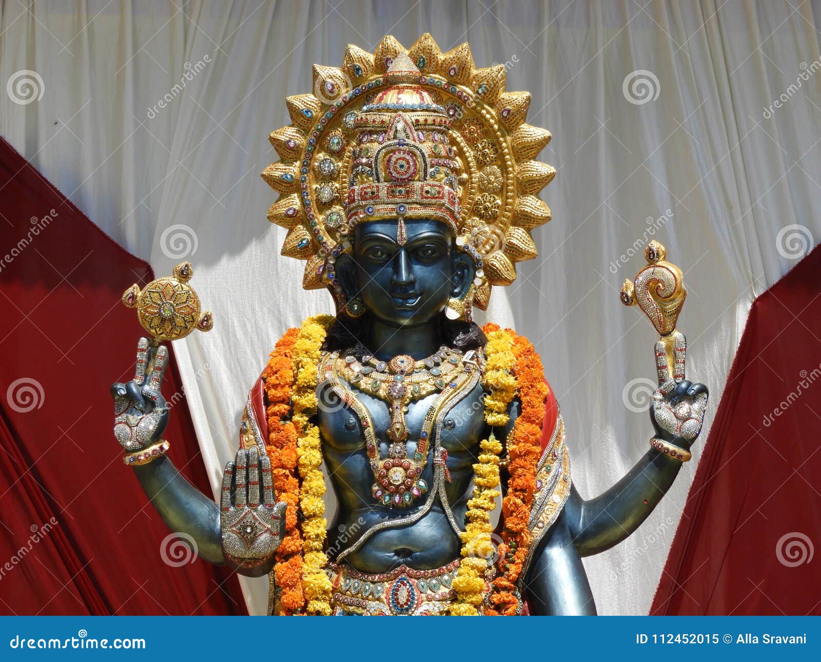 Hindu God Lord Vishnu Statue Stock Image - Image of india ...