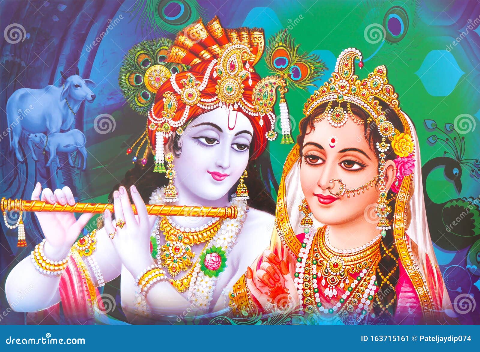 Lord Radha Krishna Beautiful Wallpaper Stock Image - Image of ...