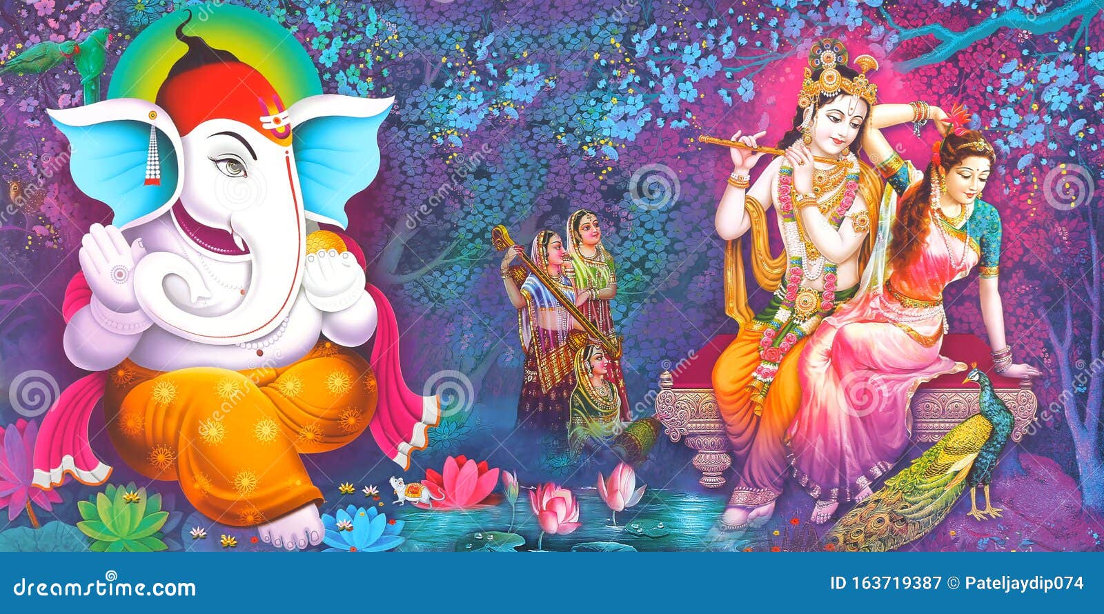 Lord Radha Krishna Beautiful Wallpaper Stock Image - Image of tile ...