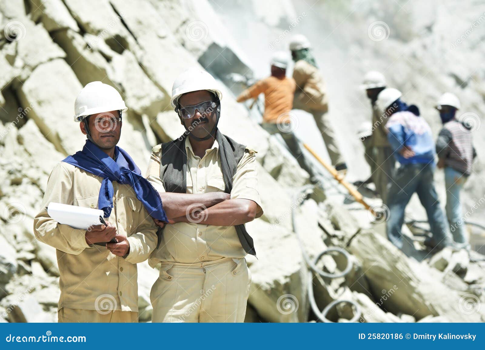 Hindu Indian Builders Workers at Construction Site Stock Photo Image