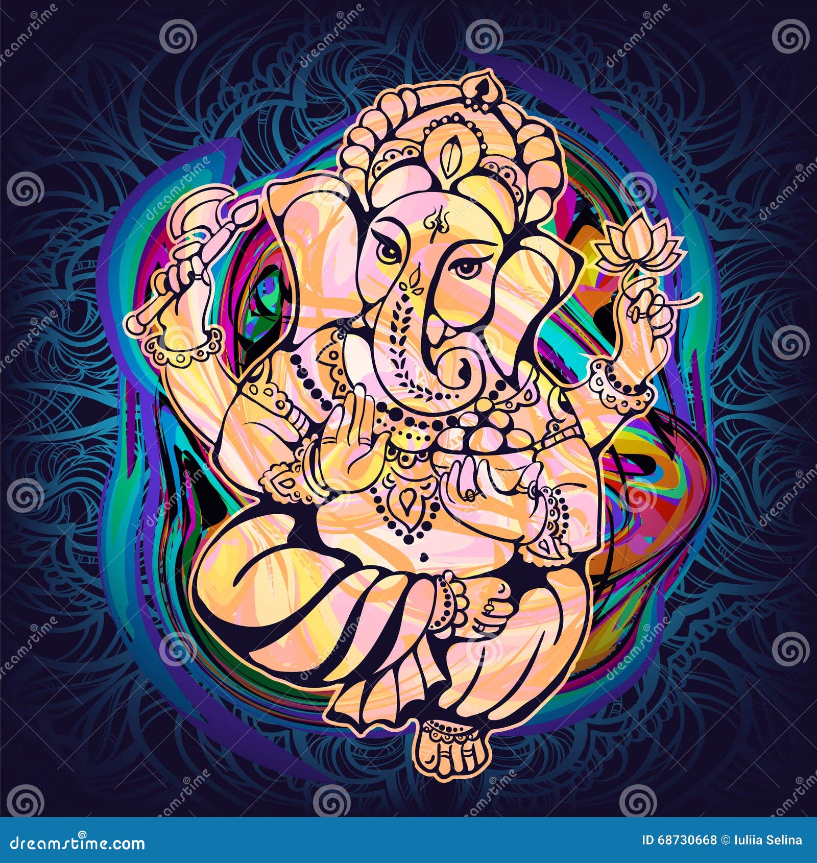 Hindu Lord Ganesha 10 stock vector. Illustration of culture - 68730668