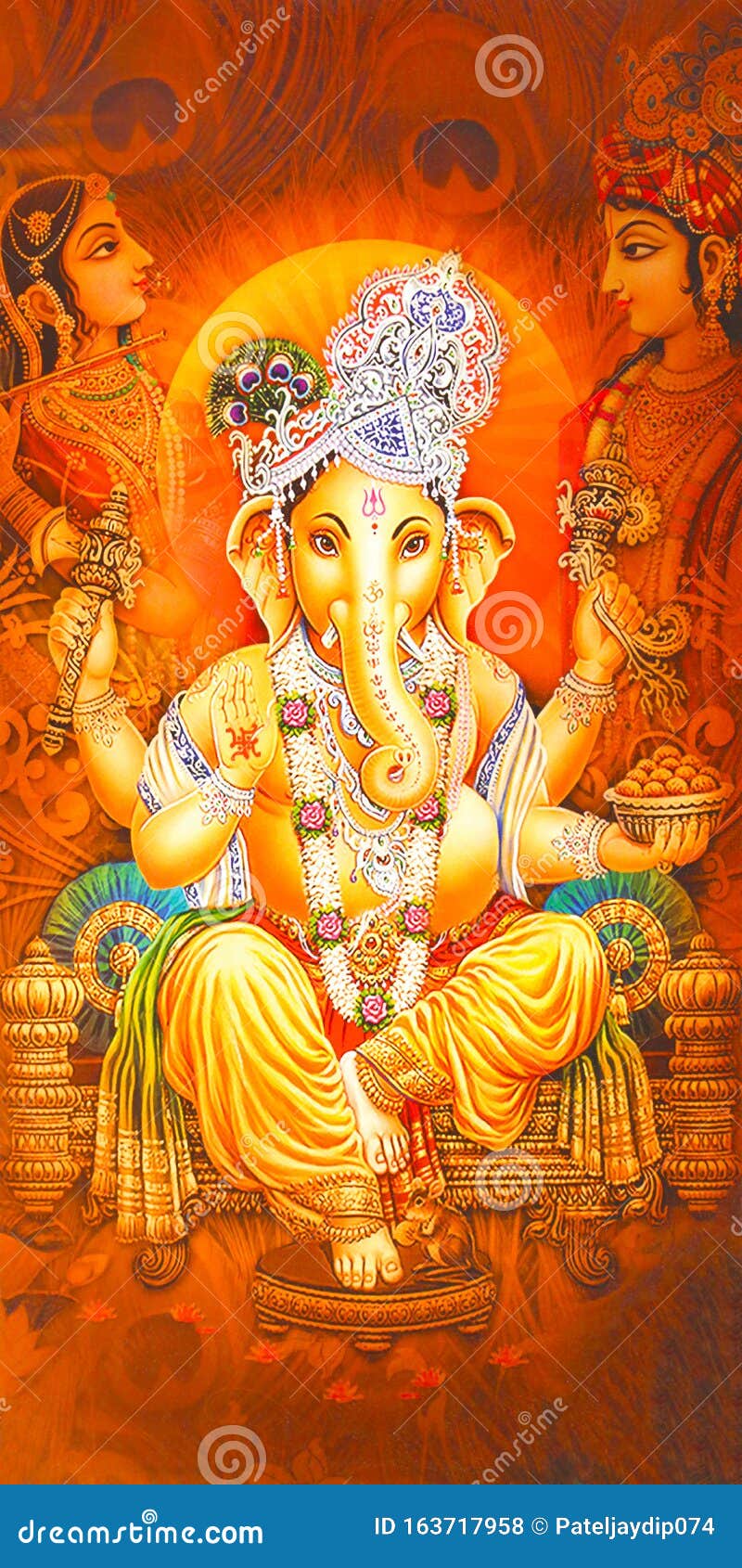 Hindu Lord Ganesha Texture Wallpaper Background Stock Photo ...