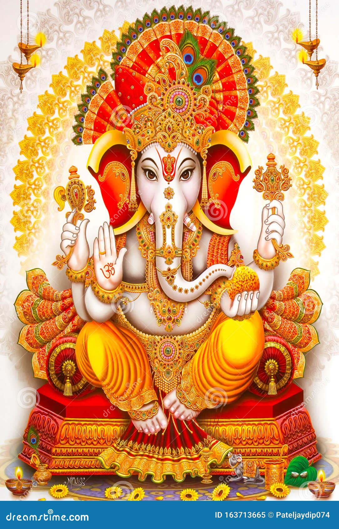 Hindu Lord Ganesha Texture Wallpaper Background Stock Image ...