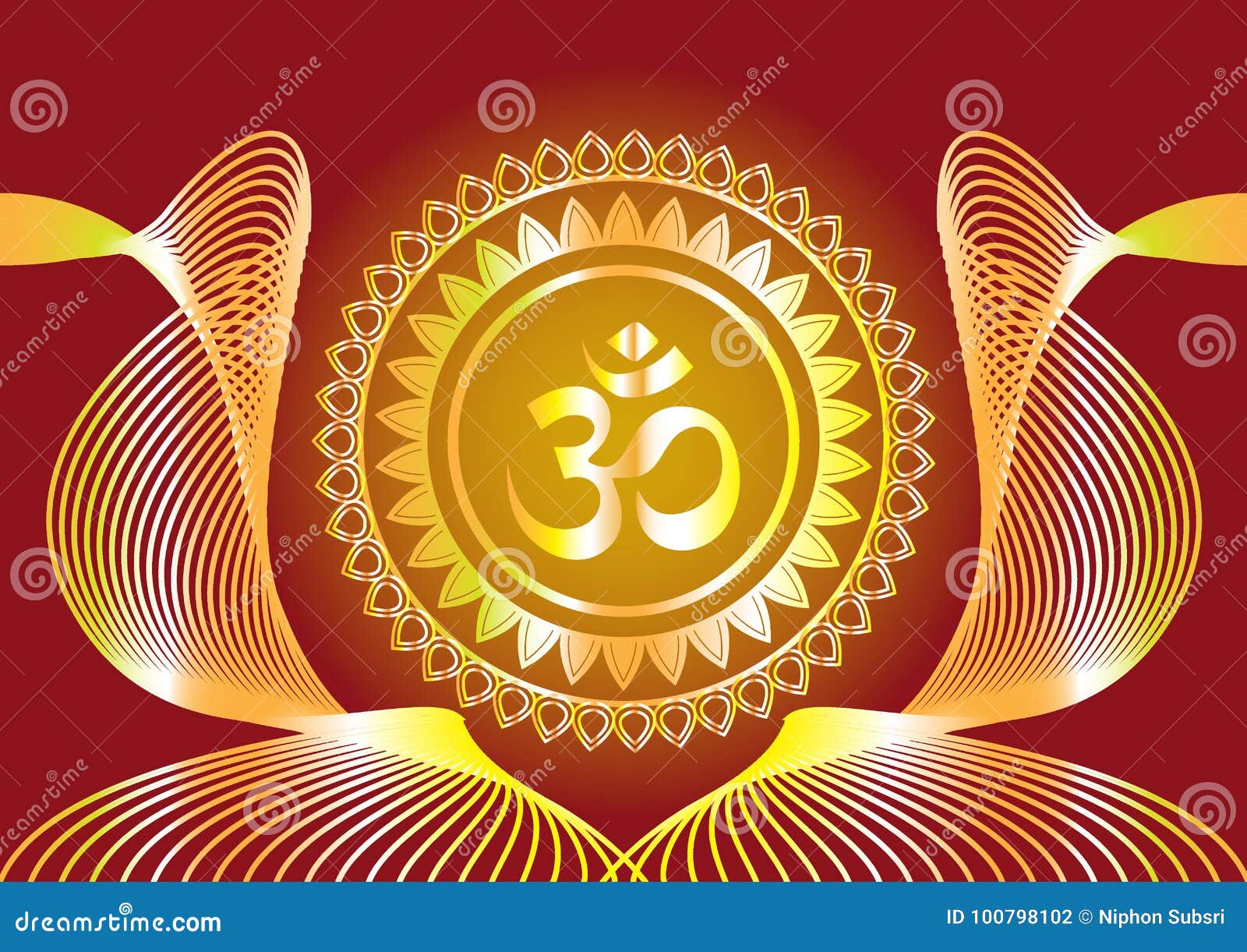 The Hindu mantra writing `Shree` and `Aum` or `Om` design