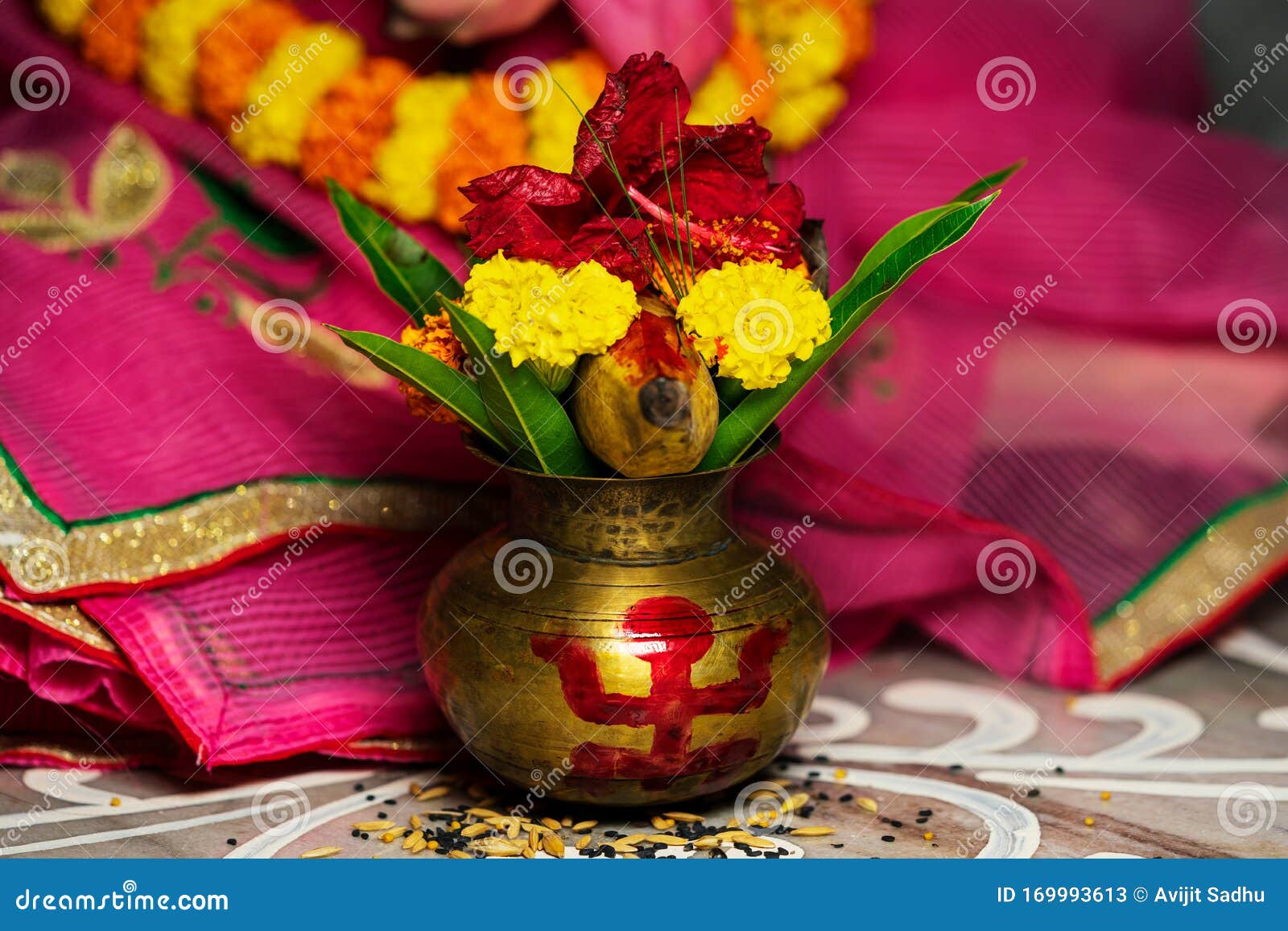 Hindu Puja Ritual Bakcground Image Stock Image - Image of divine, element:  169993613
