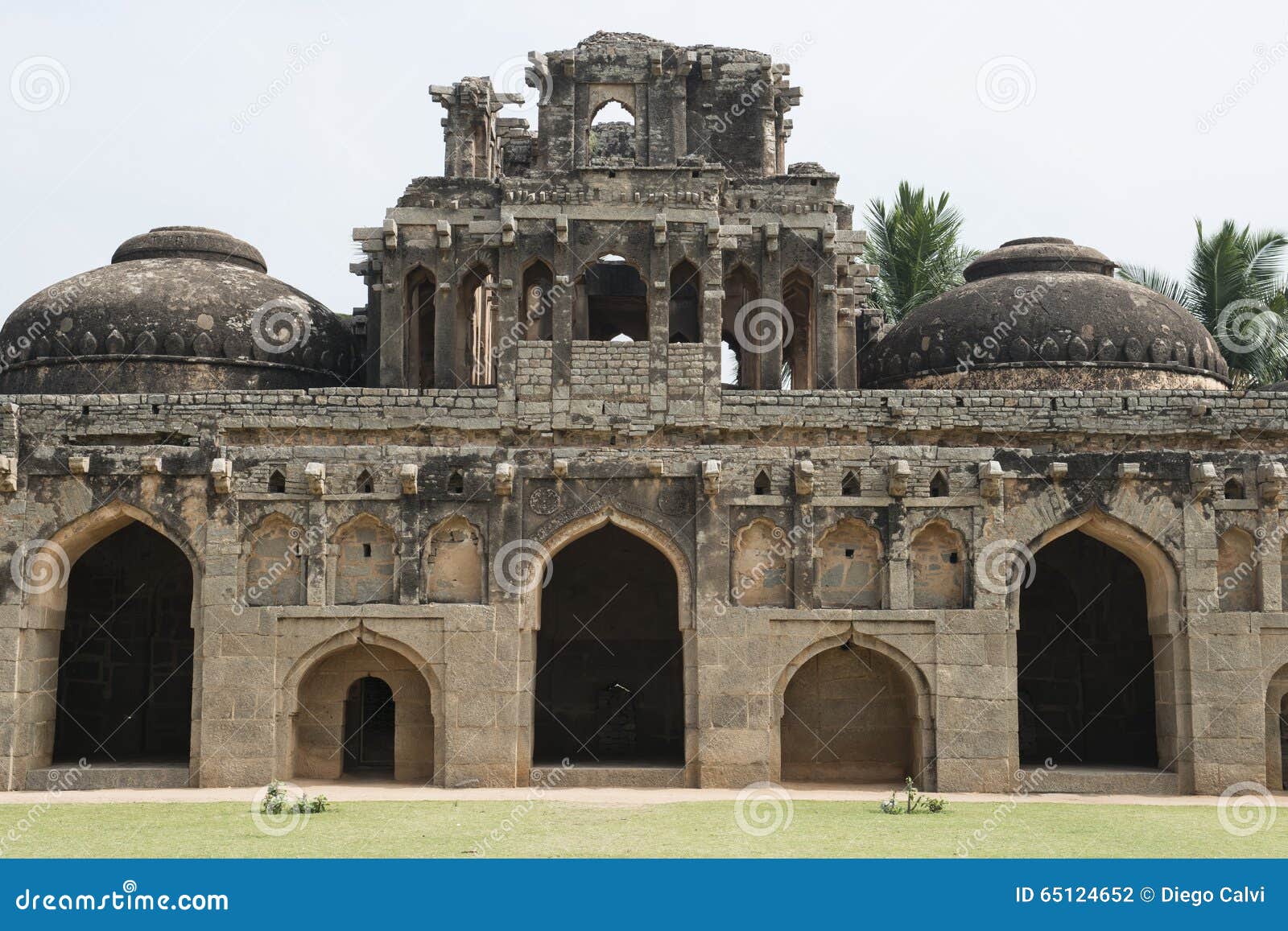 hindu temple facade, hampi, india