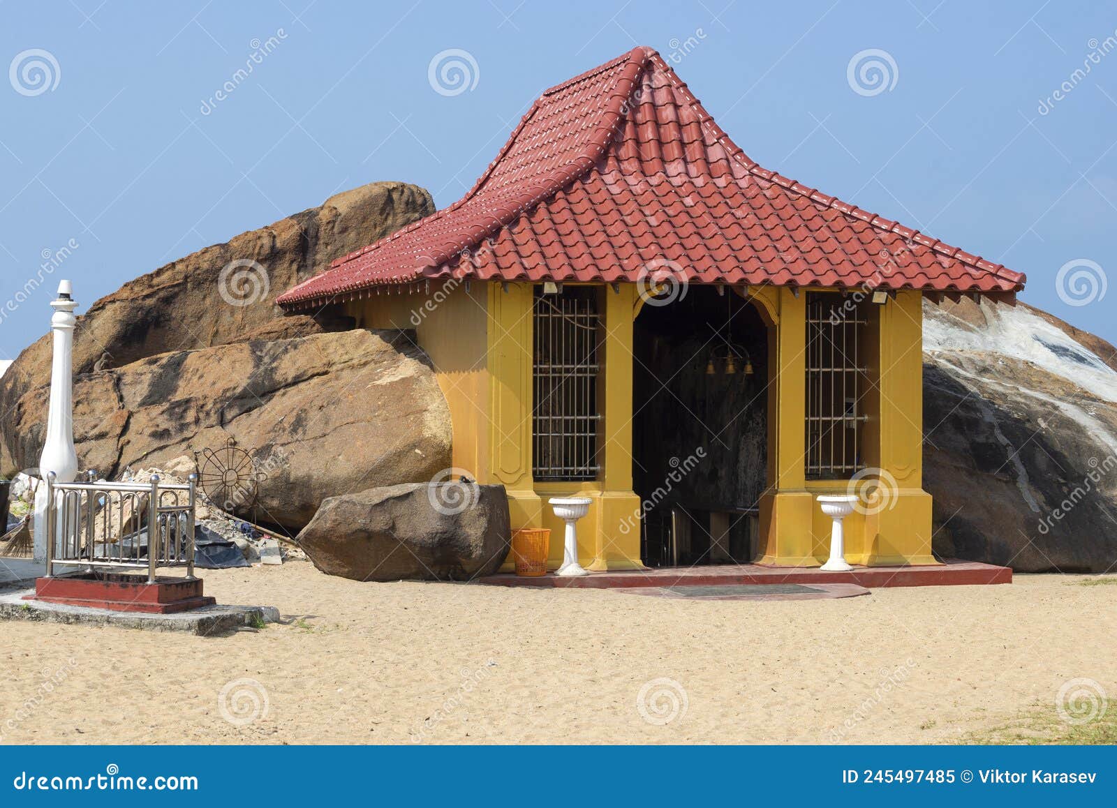 hindu temple of modara devalaya on a sunny day. ambalangoda